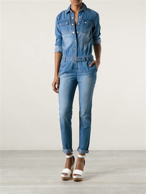 michael kors jumpsuits|michael kors belted denim jumpsuit.